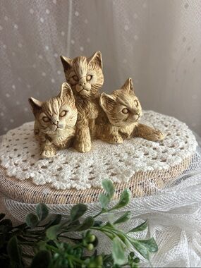 Decorative Cat Figurine Trio - Cream Color